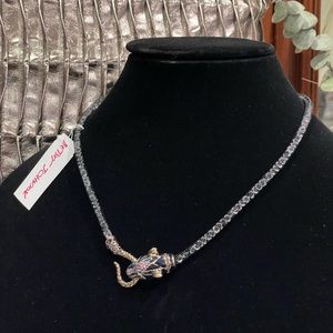 Betsy Johnson Panther Head Mesh Choker Necklace